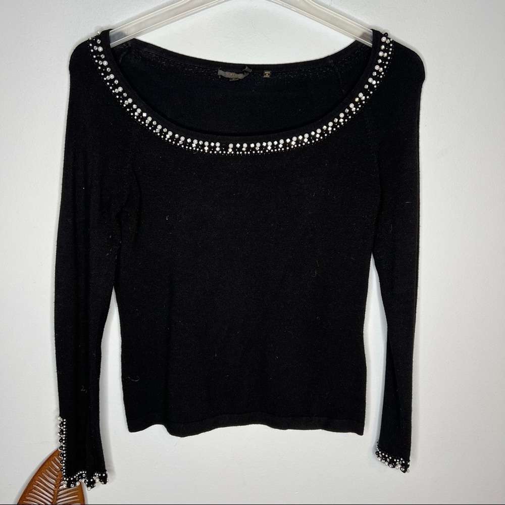 YUKA Black Beaded Sweater
